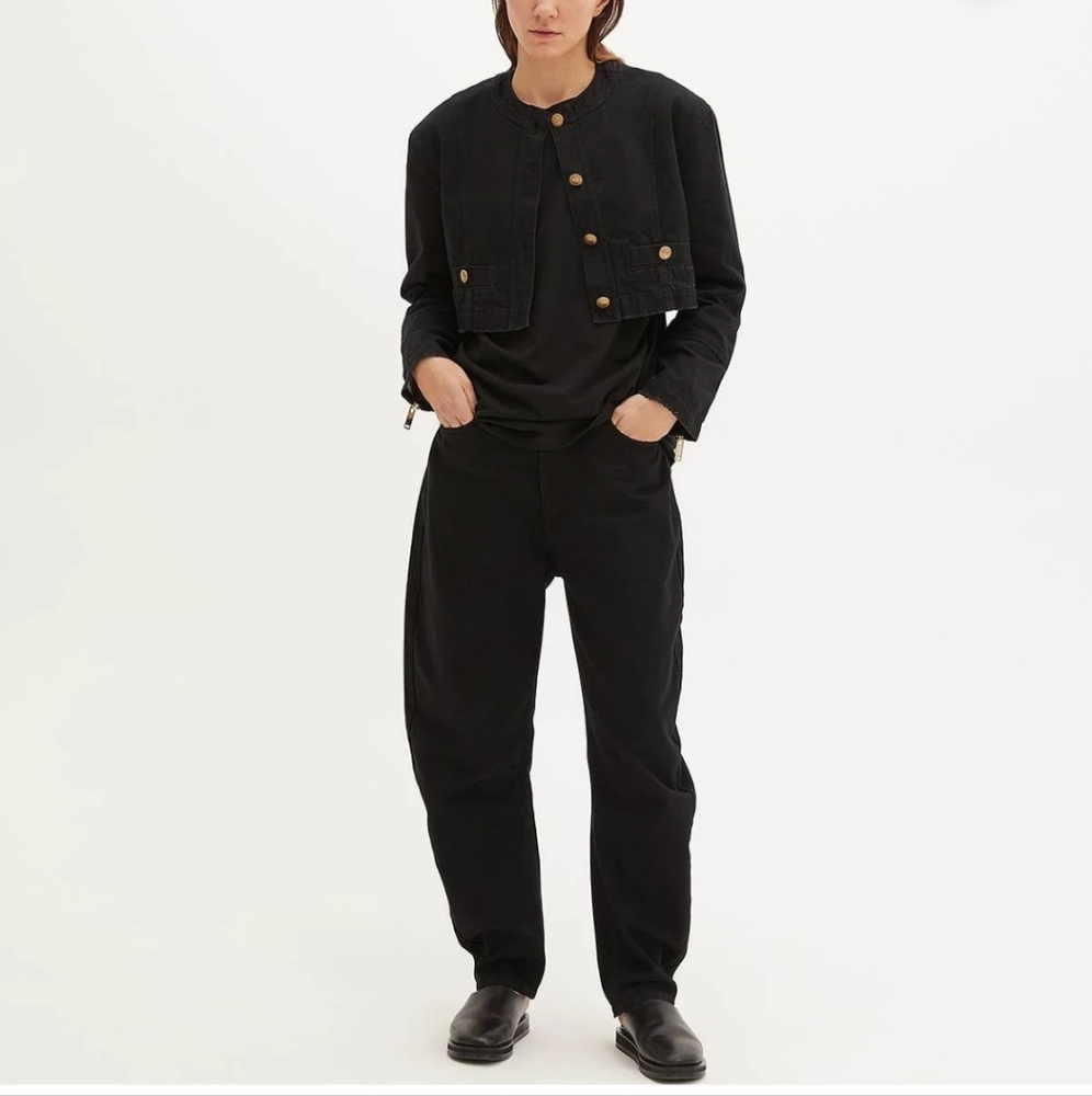 HALFBOY Banana Leg Jeans Women's 31 Black Denim barrel‎ NWTs timeless luxury